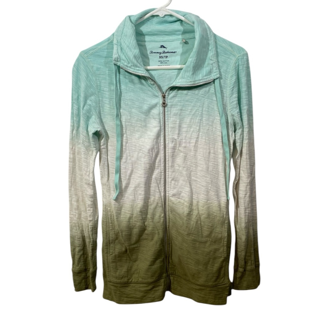 TOMMY BAHAMA JACKETS WOMENS OMBRÉ AGASSI DIP DYE FULL ZIP MOCK NECK SIZE XS